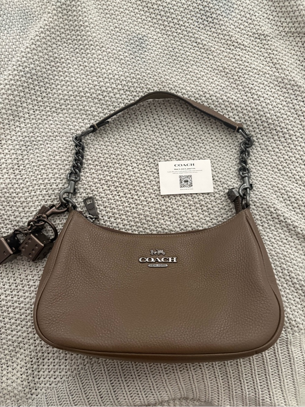 COACH Brown Teri Shoulder Bag and metal dice charm
